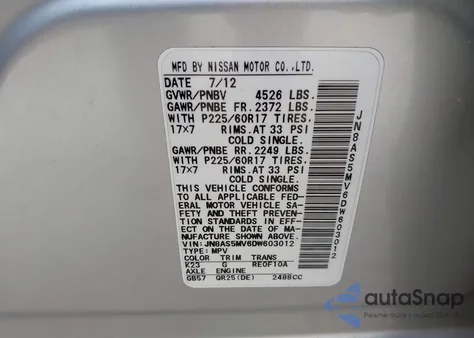 2013 Nissan Rogue Sv from USA, damaged, VIN JN8AS5MV6DW603012